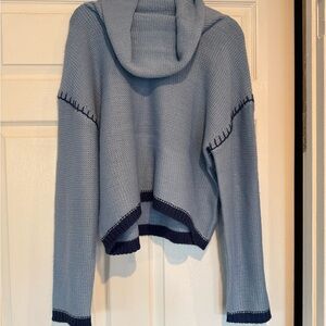 Women's Blue Sweater Cowl Neck